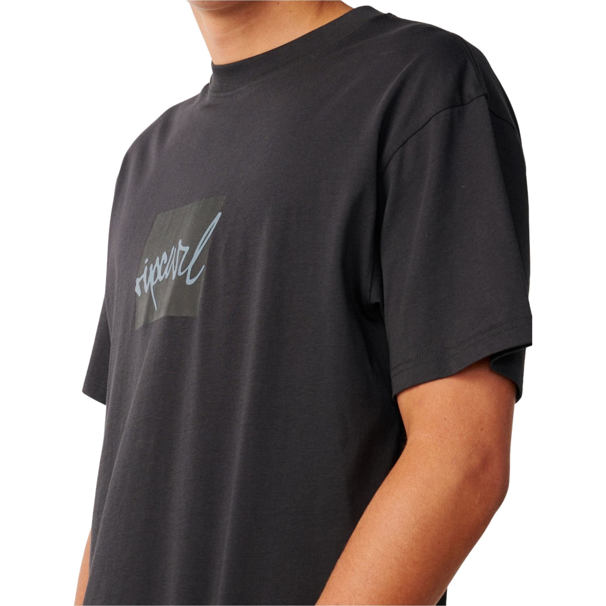 2026 Rip Curl Mens Rip Script Icon T-Shirt 0X8MTE - Washed Black